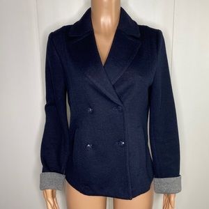 Talbots Navy Blue Wool Button Up Coat Size 10